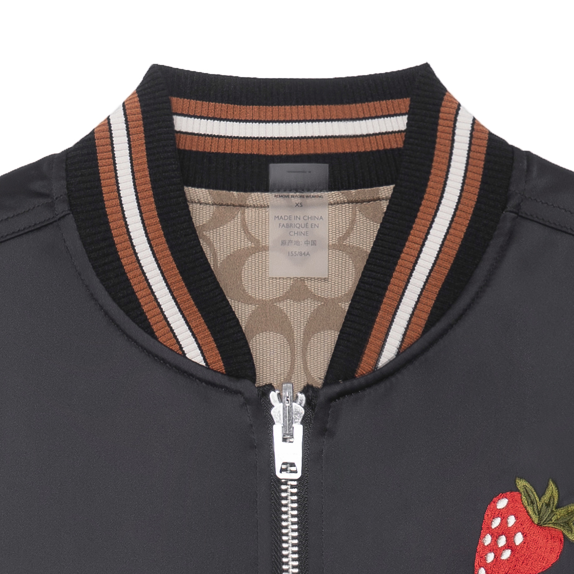 (Women) COACH SS23  Reversible Strawberry Embroidered Black Baseball Jacket CG460-BLK 圖 5