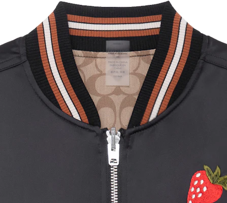 (Women) COACH SS23 Reversible Strawberry Embroidered Black Baseball Jacket CG460-BLK Purchase (Women) COACH SS23 Reversible Strawberry Embroidered Black Baseball Jacket CG460-BLK