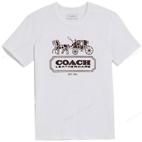 (Women) COACH SS23 White T-Shirt with Carriage Logo Design. C5559-NFY (Women) COACH SS23 White T-Shirt with Carriage Logo Design. C5559-NFY