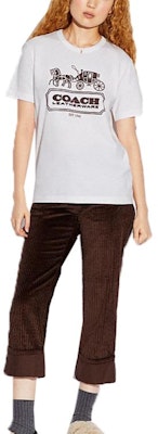 (W) コーチ SS23 ホワイト Tシャツ キャリッジロゴデザイン. C5559-NFY Lookbook (W) コーチ SS23 ホワイト Tシャツ キャリッジロゴデザイン. C5559-NFY
