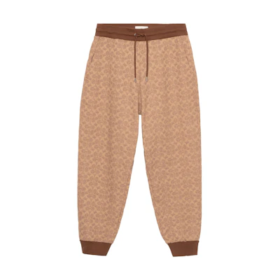 (Women) COACH SS23 All-over Print Casual Knit Joggers Khaki Pants. CG771-RYU