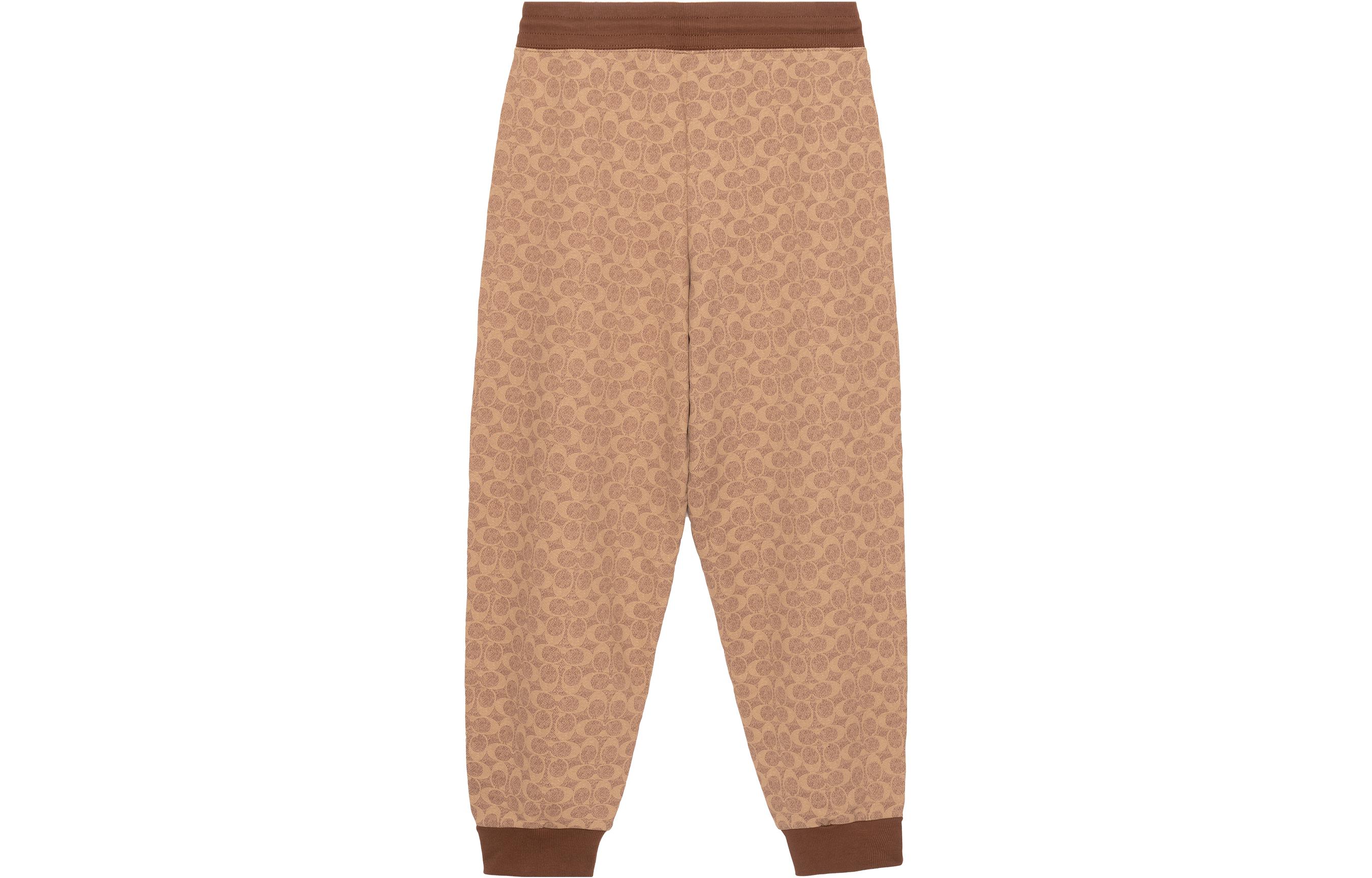 Lookbook (W) 蔻驰 SS23 全印花休闲针织束脚裤卡其色长裤 CG771-RYU