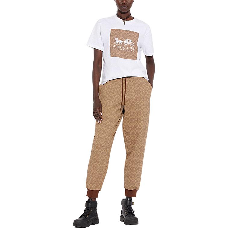 Shop (W) 蔻驰 SS23 全印花休闲针织束脚裤卡其色长裤 CG771-RYU