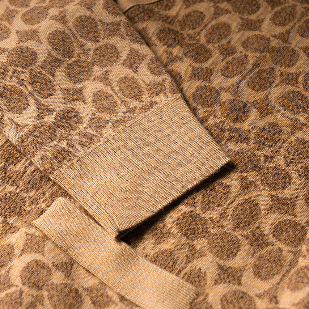 Sizing (Women) COACH SS23 All-Over Print Knit Long Sleeve Sweater Brown (). CG786-RYU