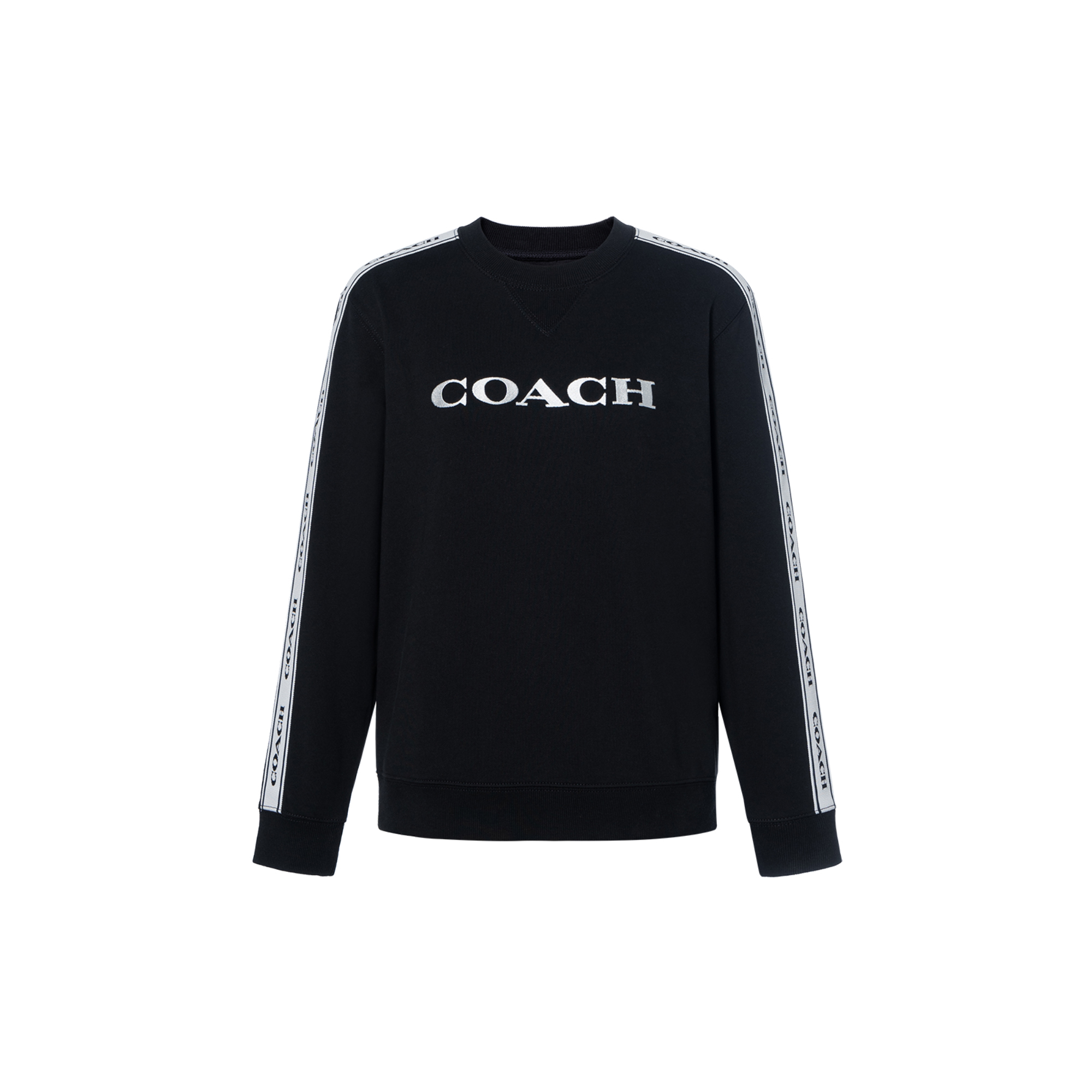 (Women) Coach SS23 Black Crewneck Sweatshirt with Logo Print C8785-BLK