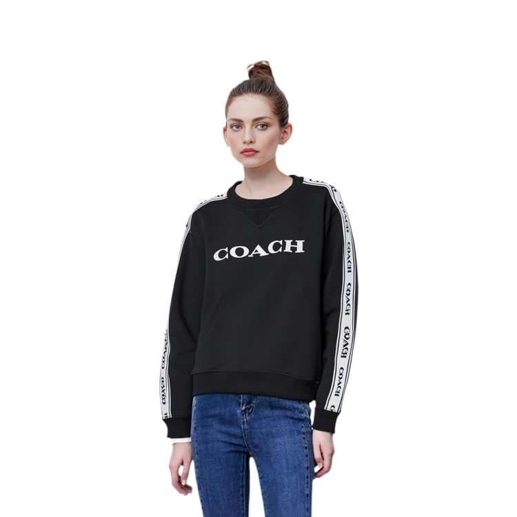Shop (W) Coach SS23 黑色圓領 Logo 印花長袖上衣 C8785-BLK