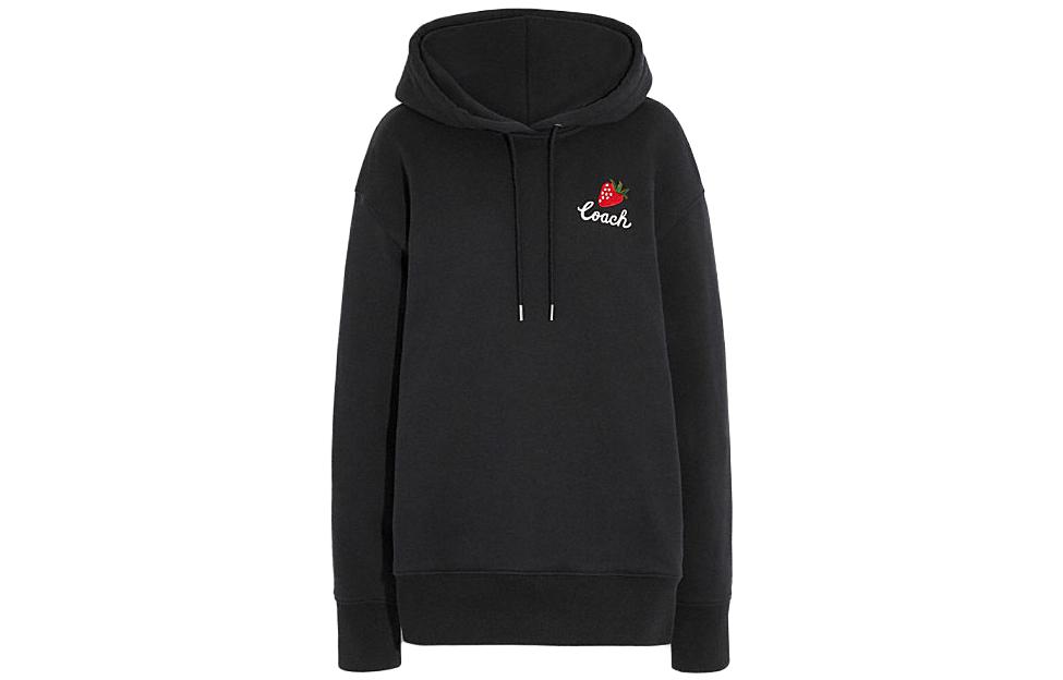 Order (W) コーチ SS23 ブラックフーディー ストロベリーロゴプリント入り CG661-BLK