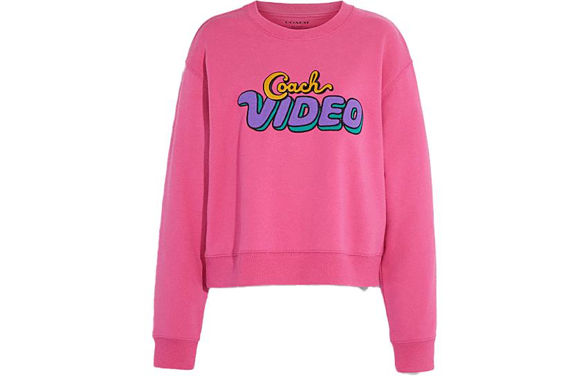 (Women) Coach SS23 Pink Pullover Sweatshirt with Logo Print CG662-QDV