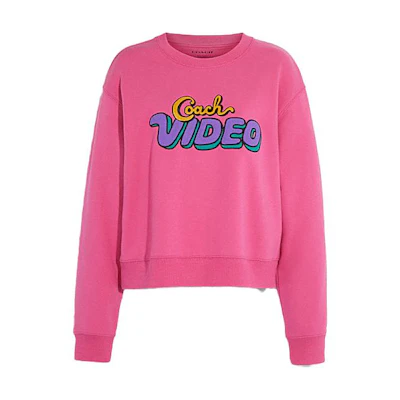 (Women) Coach SS23 Pink Pullover Sweatshirt with Logo Print CG662-QDV