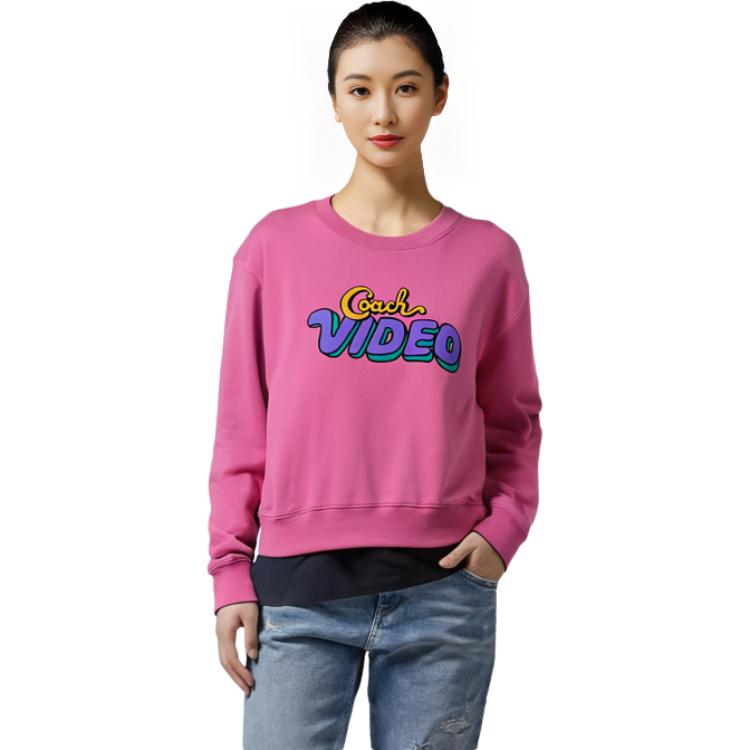 (Women) Coach SS23 Pink Pullover Sweatshirt with Logo Print CG662-QDV 圖 6