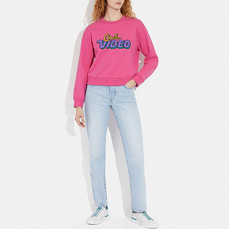 (Women) Coach SS23 Pink Pullover Sweatshirt with Logo Print CG662-QDV 圖 7
