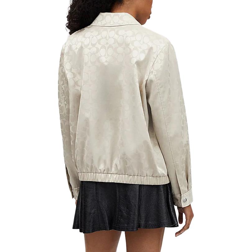 Shop (W) COACH SS24 Chaqueta Beige con Cremallera y Manga Larga Estampado Logo. CT394-TXC