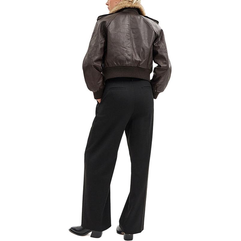 Shop (W) コーチ SS24 ブラック ローウエスト ストレートレッグ ルーズカジュアルパンツ. CN484-BLK