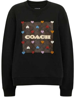(Women) COACH SS24 Black Rainbow Heart Logo Crewneck Sweatshirt. CP316-BLK Order (Women) COACH SS24 Black Rainbow Heart Logo Crewneck Sweatshirt. CP316-BLK