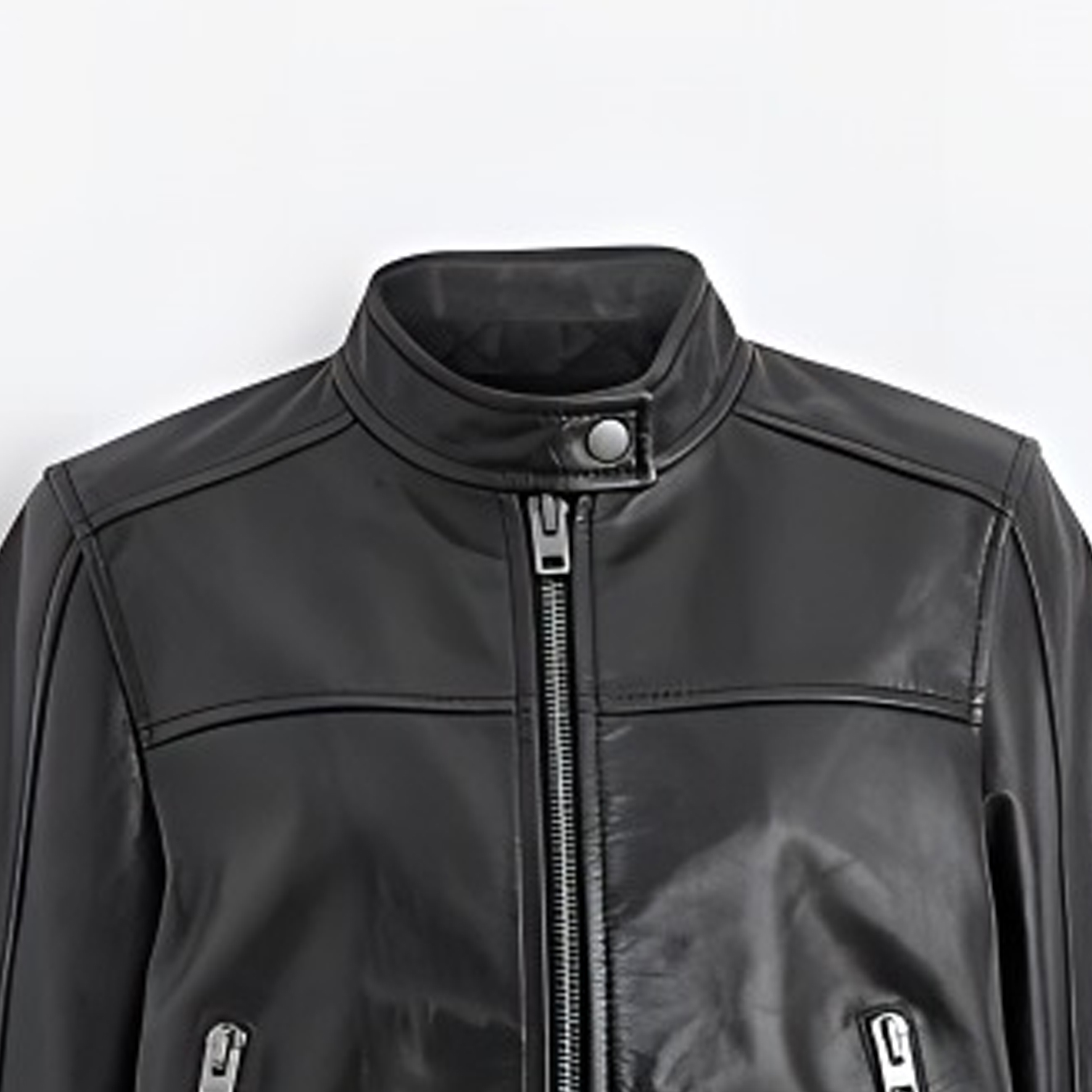 Shop (W) コーチ SS24 ブラック スタンドカラー 長袖 レザーショートジャケット CN443-BLK