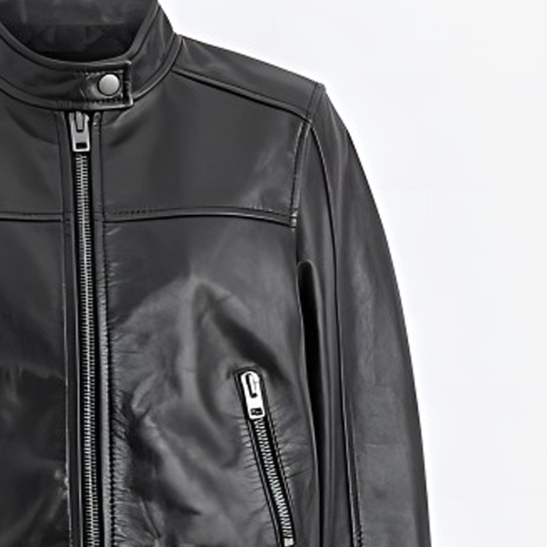 Purchase (W) コーチ SS24 ブラック スタンドカラー 長袖 レザーショートジャケット CN443-BLK