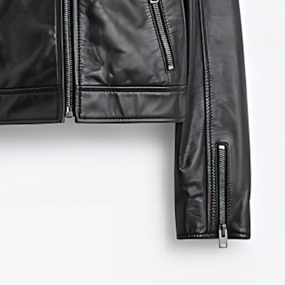 (W) コーチ SS24 ブラック スタンドカラー 長袖 レザーショートジャケット CN443-BLK Details for (W) コーチ SS24 ブラック スタンドカラー 長袖 レザーショートジャケット CN443-BLK