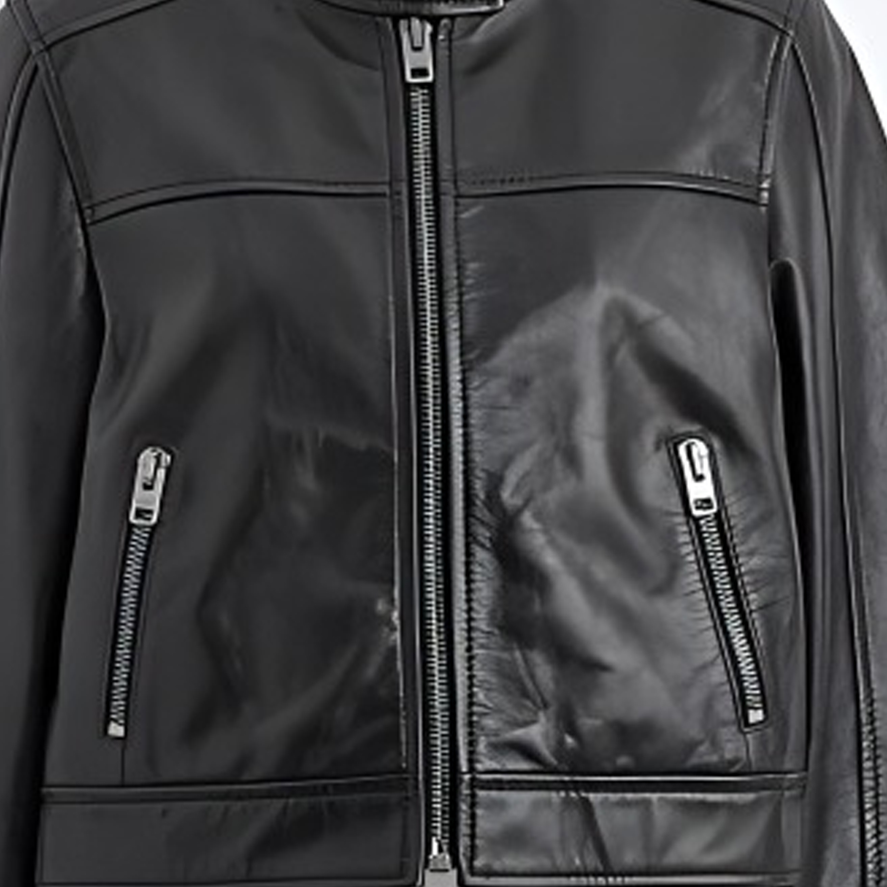 Sizing (W) コーチ SS24 ブラック スタンドカラー 長袖 レザーショートジャケット CN443-BLK