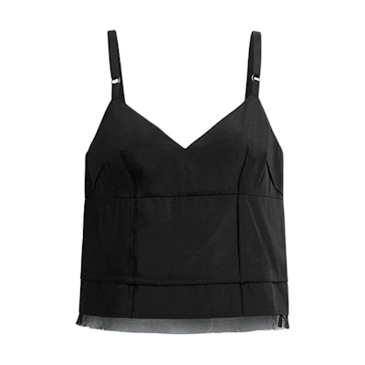 (Women) COACH SS24 Black V-Neck Zipper Closure Camisole. CX642-BLK