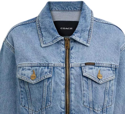(W) コーチ SS24 ブルーロゴパッチ デニムジャケット 長袖 ジッパー付き. CS109-BLU Purchase (W) コーチ SS24 ブルーロゴパッチ デニムジャケット 長袖 ジッパー付き. CS109-BLU
