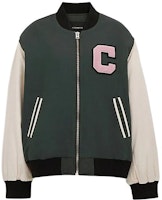 (Women) COACH SS24 Colorblock Letter Print Zip-Up Jacket Forest Green CO848-FGN (Women) COACH SS24 Colorblock Letter Print Zip-Up Jacket Forest Green CO848-FGN