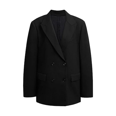 (Women) COACH SS24 Double-Breasted Black Long Sleeve Blazer Jacket. CN472-BLK