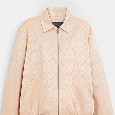 (Women) COACH SS24 Floral Logo Print Zip-Up Jacket in Petal Pink. CT394-ERE Purchase (Women) COACH SS24 Floral Logo Print Zip-Up Jacket in Petal Pink. CT394-ERE