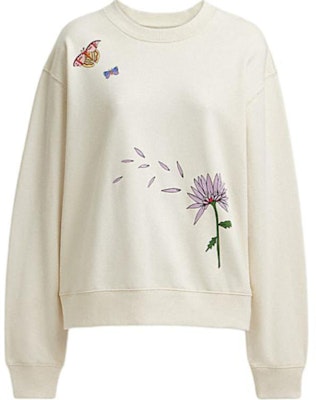 (Women) COACH SS24 Floral Print Crewneck Long Sleeve Sweatshirt Cream Color. CT621-CRM Buy (Women) COACH SS24 Floral Print Crewneck Long Sleeve Sweatshirt Cream Color. CT621-CRM