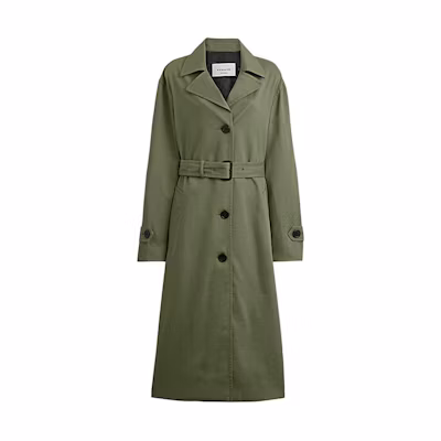 (Women) COACH SS24 Green Single-Breasted Belted Casual Trench Coat CS607-TV4