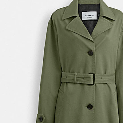 (W) 코치 SS24 그린 싱글 브레스트 벨트 캐주얼 트렌치 코트 CS607-TV4 Purchase (W) 코치 SS24 그린 싱글 브레스트 벨트 캐주얼 트렌치 코트 CS607-TV4