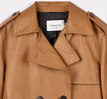 Shop (Women) COACH SS24 Light Brown Leather Jacket Long Sleeve with Button Front CL357-LQD