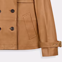 Details for (Women) COACH SS24 Light Brown Leather Jacket Long Sleeve with Button Front CL357-LQD