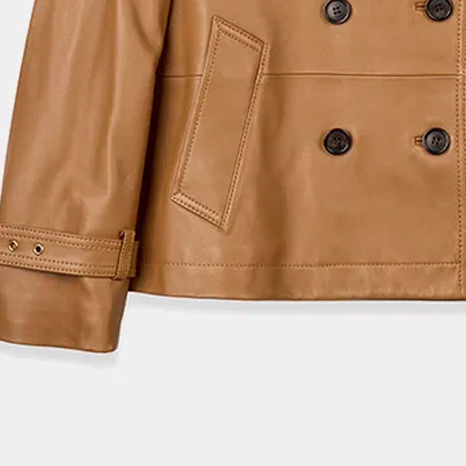 Sizing (Women) COACH SS24  Light Brown Leather Jacket Long Sleeve with Button Front CL357-LQD