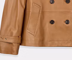 Sizing (Women) COACH SS24 Light Brown Leather Jacket Long Sleeve with Button Front CL357-LQD