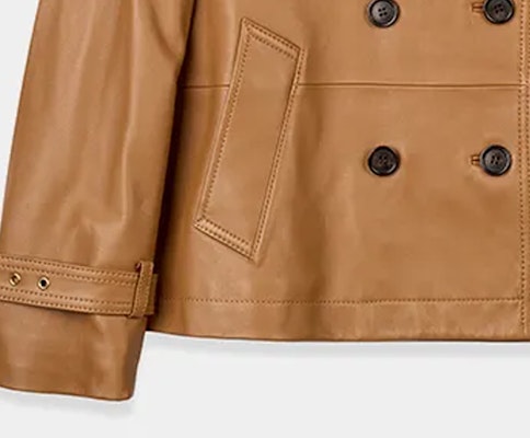 (Women) COACH SS24 Light Brown Leather Jacket Long Sleeve with Button Front CL357-LQD Sizing (Women) COACH SS24 Light Brown Leather Jacket Long Sleeve with Button Front CL357-LQD