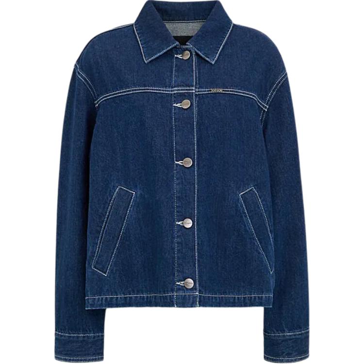 (Women) COACH SS24  Logo Patch Denim Jacket Single-Breasted Blue CT235-DDE