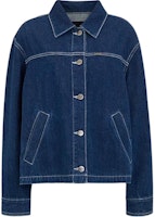 (Women) COACH SS24 Logo Patch Denim Jacket Single-Breasted Blue CT235-DDE (Women) COACH SS24 Logo Patch Denim Jacket Single-Breasted Blue CT235-DDE