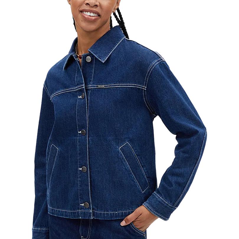 Purchase (W) COACH SS24 藍色單排扣Logo補丁牛仔外套 CT235-DDE