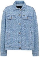 (Women) COACH SS24 Logo Pattern Denim Jacket - Light Wash, Long Sleeve. CL264-P9J (Women) COACH SS24 Logo Pattern Denim Jacket - Light Wash, Long Sleeve. CL264-P9J