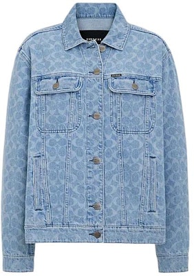 (W) コーチ SS24 ロゴ柄デニムジャケット - ライトウォッシュ, 長袖. CL264-P9J Order (W) コーチ SS24 ロゴ柄デニムジャケット - ライトウォッシュ, 長袖. CL264-P9J