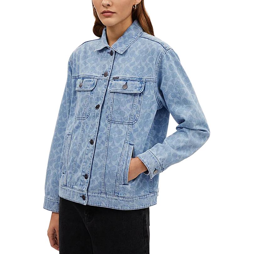 Purchase (W) コーチ SS24 ロゴ柄デニムジャケット - ライトウォッシュ, 長袖. CL264-P9J