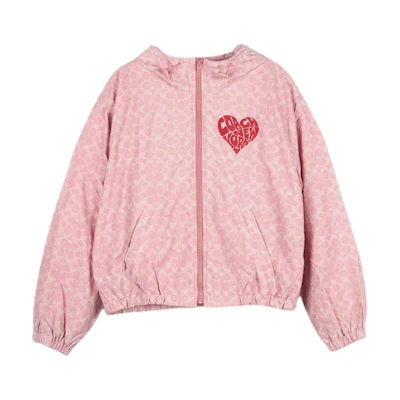 (Women) COACH SS24 Pastel Color Logo Heart Print Zip Hoodie Jacket. CR713-LRD