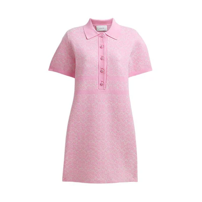 (Women) COACH SS24 Pink Floral Embroidered Button-Up Short-Sleeve Dress CS693-VQ4