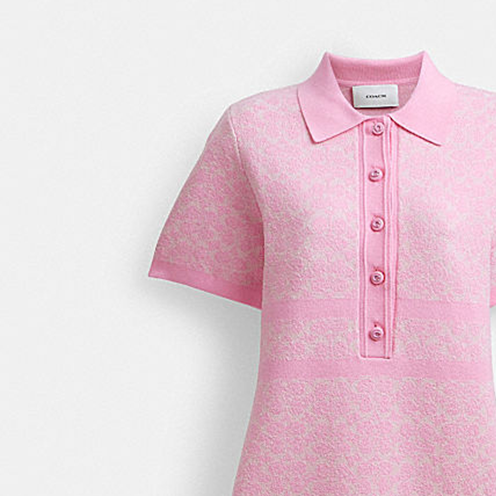 Details for (W) COACH SS24 粉色花卉刺繡短袖襯衫連衣裙 CS693-VQ4