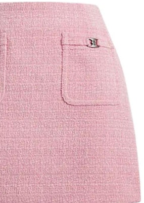(W) Falda Casual Rosa Tweed con Bolsillo y Cremallera COACH SS24. CN470-PIN Sizing (W) Falda Casual Rosa Tweed con Bolsillo y Cremallera COACH SS24. CN470-PIN