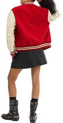 (Women) COACH SS24 Red Striped Button-Up Baseball Collar Jacket. CX336-RED Purchase (Women) COACH SS24 Red Striped Button-Up Baseball Collar Jacket. CX336-RED