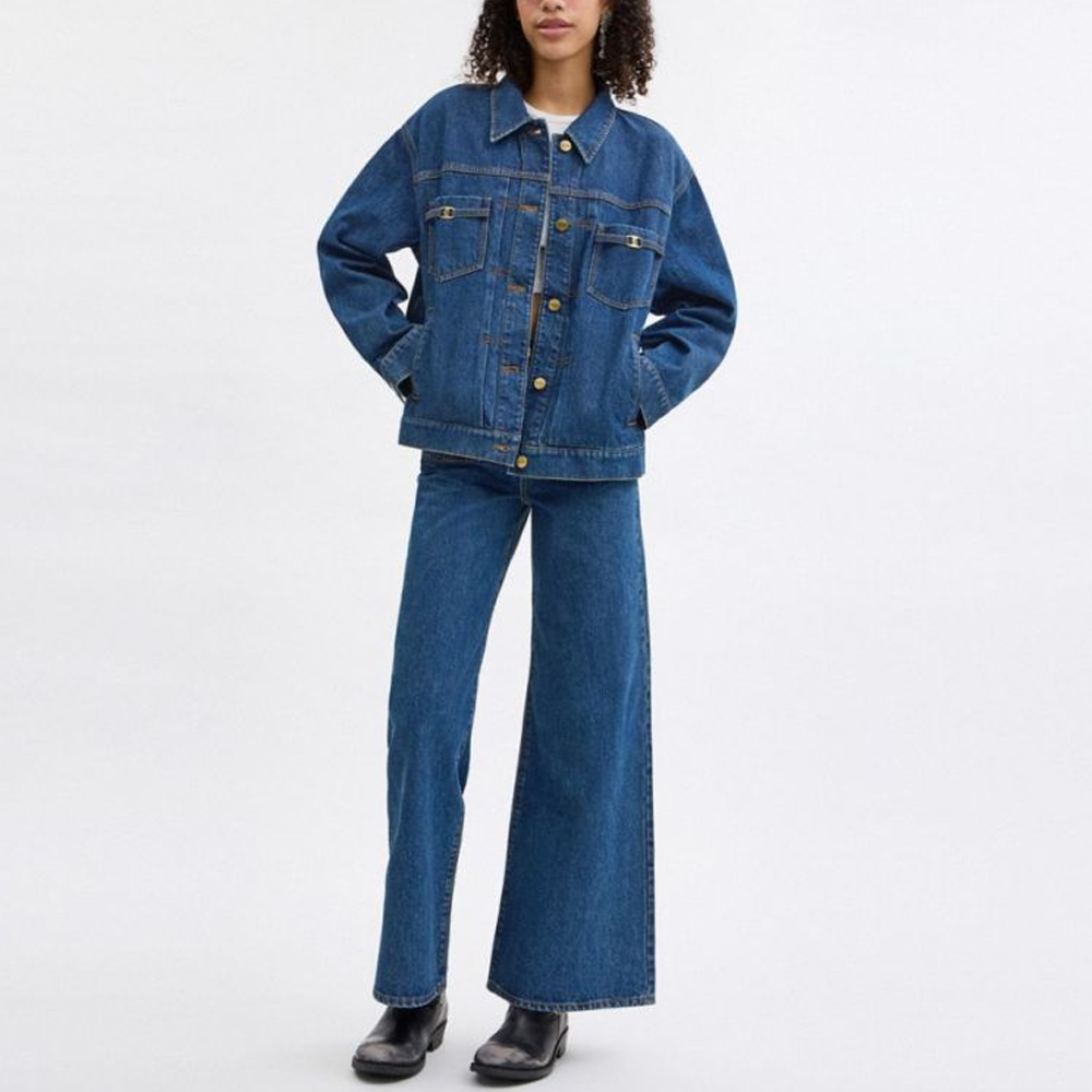 Lookbook (W) COACH SS24 單排扣牛仔外套 藍色 CU422-MZ3