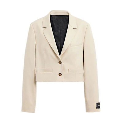 (Women) COACH SS24 Solid Color Single-Breasted Short Blazer Khaki CR732-KHA