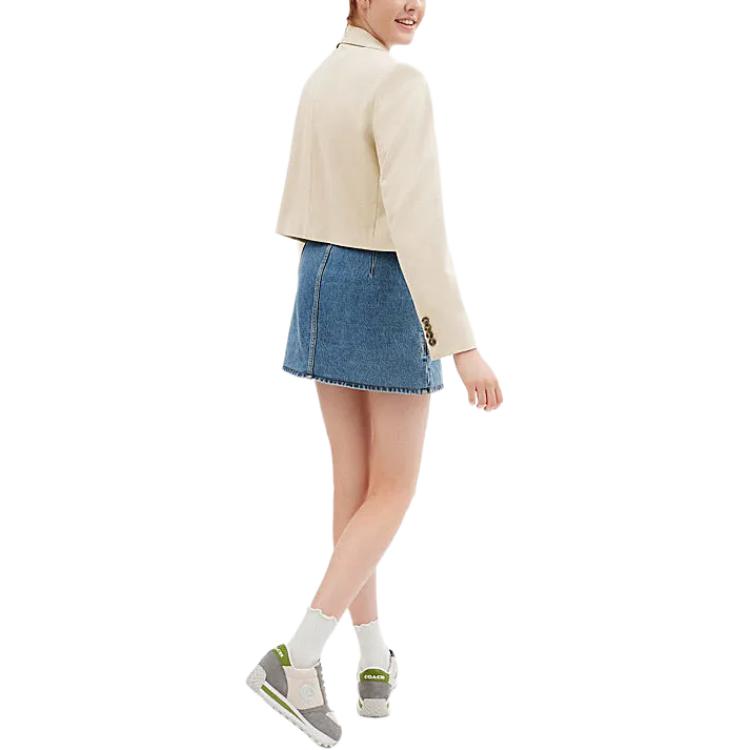 Lookbook (W) COACH SS24 單色單排扣短版西裝外套 卡其色 CR732-KHA