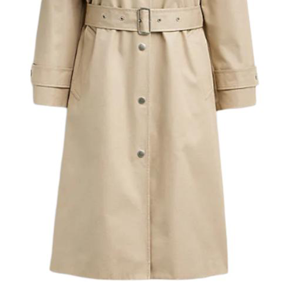 Sizing (Women) COACH SS24  Solid Single-Breasted Belted Trench Coat in Light Khaki. CT428-LKH